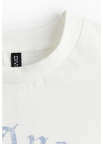 Белая летняя женская футболка оверсайз с принтом н&м (56988) м белая H&M