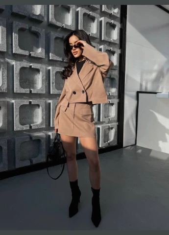 Жіночий класичний костюм 2-ка (спідниця-шорти+піджак) Fashion (323441637)