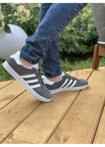 Серые демисезонные кроссовки мужские adidas gazelle grey адидас газель серые No Brand