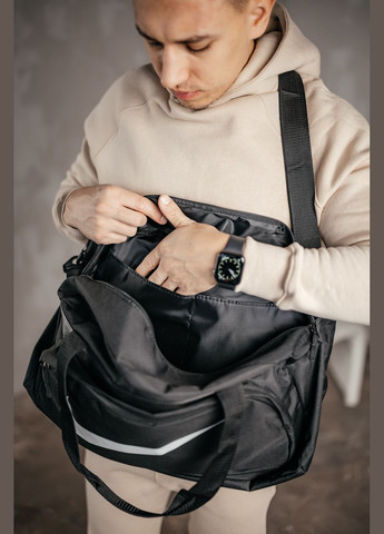 Дорожня сумка Смуга Білий Найк чоловіча для подорожей чорна 50*26*20 см, спортивна сумка чоловіча No Brand (354722034)