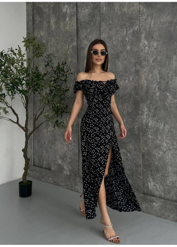 Чорна повсякденний жіноча сукня міді в квітковому принті а-силует Avanti з квітковим принтом