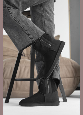 Угг із змійкою Чорні Шкіряні Classic Black Leather Zip UGG (314860358)