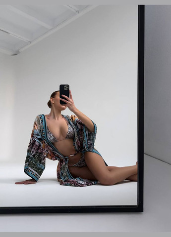 Бежевый раздельный женский купальник со стрингами wild heat леопардовый No Brand