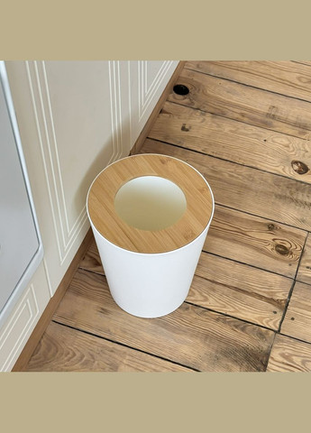 Відро для сміття MVM MY HOME Scandinavia 9 л Білий/дерево (BIN-20 9L WHITE/WOOD) МВМ (365280794)