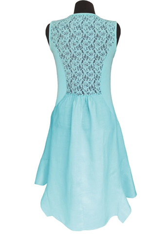 Бірюзова кежуал сукня лляна без рукавів італія бірюзовий free size No Brand