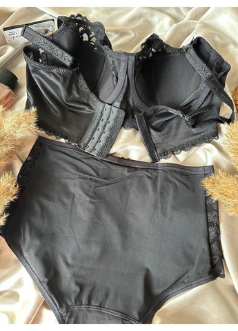 Чорний комплект бюстгальтер напівкорсет + трусики сліпи 11863 чорний Lanny Mode