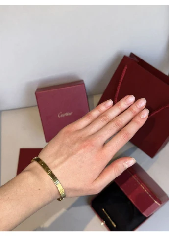 Cartier Love 4 Diamond 18k Yellow Gold Bracelet 16 No Brand (386417275)