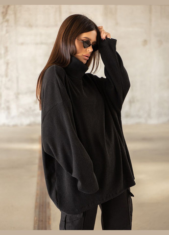 Чорний зимовий стильний вільний светр із хомутом No Brand