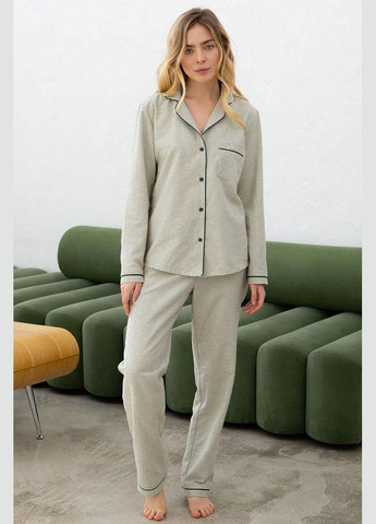 Бежевая всесезон пижама с пуговицами рубашка + брюки Roksana 1245/67014 beige