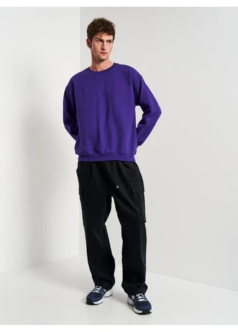Темно-синій чоловічий світшот на флісі heavy blend crewneck sweatshirt теплий светр темно синій, m Gildan (395374584)