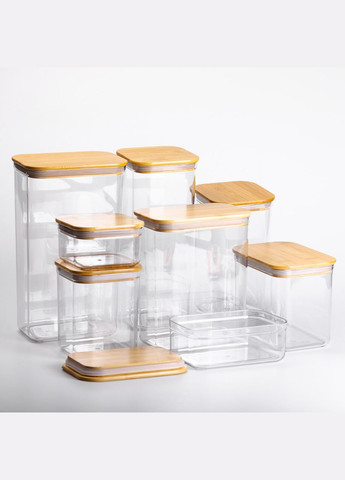 Набір банок для сипучих продуктів 8 штук ємності з бамбуковою кришкою HP-1303 Yiwu (322654081)