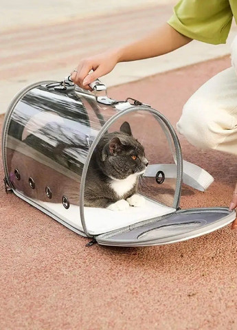 Сумка переноска для котів собак з прозорими стінками вентиляцією ручкою, 42х25х28 см Unbranded (299261570)