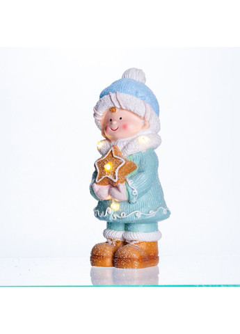 Новогодняя декоративная фигурка с подсветкой 9.5×9×22 см Новогодний декор Ребенок со звездой из фарфора CR-6-1 Yiwu (371236433)