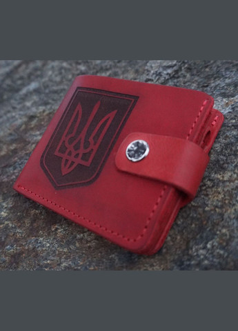 Шкірняий гаманець з Тризубом гаманець з зображенням Тризуба гаманець з гравіюванням Тризуба ручна робота червоний No Brand (334702063)