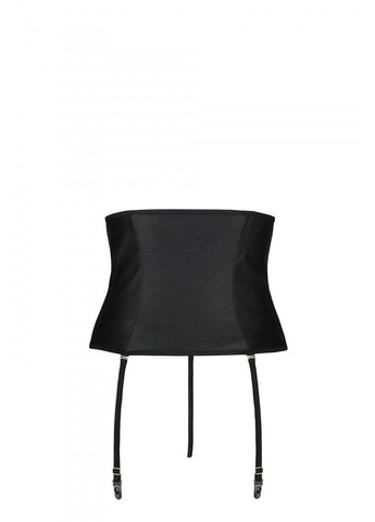 Пояс-корсет из экокожи Celine Set black: шнуровка, съемные пажи для чулок, стринги Passion (297394354)