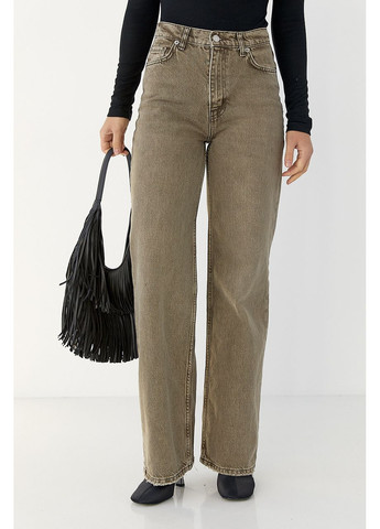 Прямые женские джинсы с потёртостями внизу Lurex - (369327178)