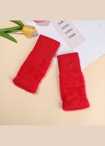 Митенки с мехом без пальцев красные One Size No Brand (308250727)