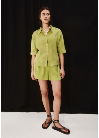 Жіноча лляна сорочка Н&М (56941) XS Зелена H&M (290868596)