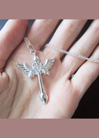 Посріблений кулон на ланцюгу Хрест з крилами Fashion Jewelry (338431226)