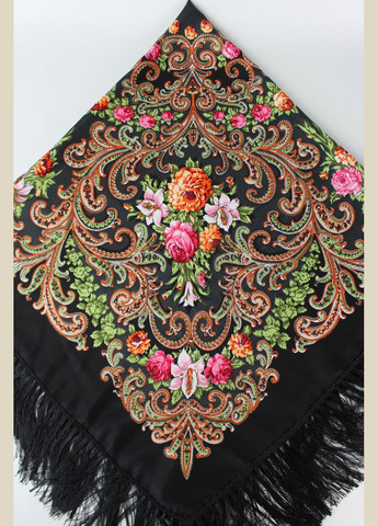 Хустка народна "Букет лілій" Чорна 611015 Husta (322502299)