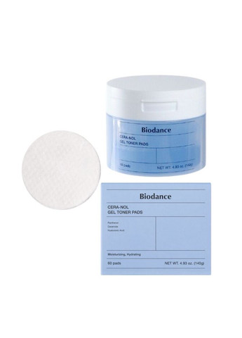 Зволожувальні тонер-пади для обличчя Cera-Nol Gel Toner Pads з керамідами, 140 г, 60 шт. Biodance (369569381)