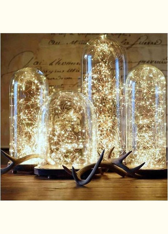 Светодиодная гирлянда роса, 10 м, 100 LED, 8 режимов, теплый белый свет, с пультом, на батарейках No Brand (315719825)