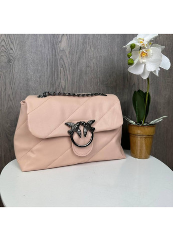 Клатч стьобаний на плече з екошкіри пудровий для жінок ProDobro (363136137)