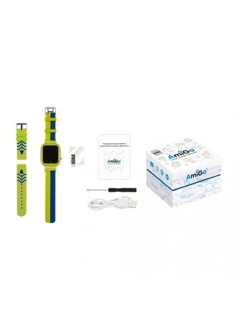 Детские умные часы Splashproof Camera+LED Green Amigo GO004 (315503963)