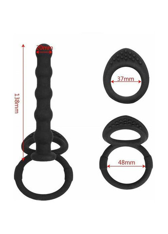 Подвійне ерекційне кільце з фалоімітатором для проникнення 15 см K000869 No Brand (366887739)
