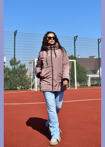 Бежева жіноча демісезонна куртка з плащової тканини колір мокко р.56/58 384264 New Trend