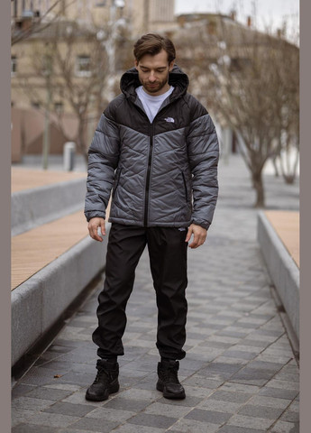 Сіра демісезонна легка куртка з капюшоном на силіконі Vakko