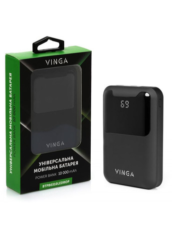 Універсальна батарея Vinga 10000 mAh Display soft touch black