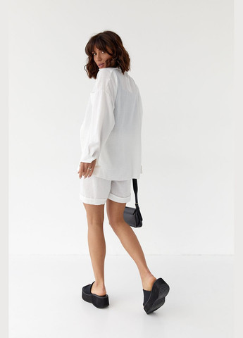 Жіночий костюм бавовняний з сорочкою та шортами Liton (296658612)