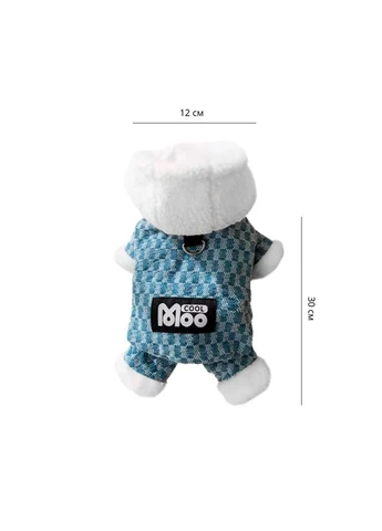 Комбинезон с капюшоном для собак Moo 2410SXMJ0172 Blue XS тедди с петлей для поводка 5 шт. Lesko (374311834)