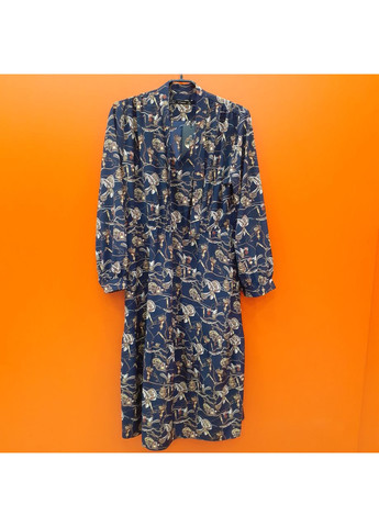Темно-синя сукня stimma віскоза принт довгий рукав синя No Brand