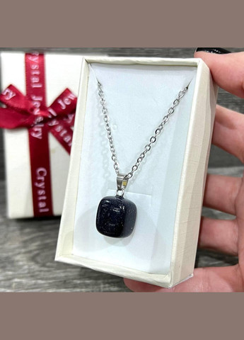 Кулон талісман натуральний камінь Авантюрин "Ночі Каїра" у формі "міні блок" на ланцюжку в подарунковій коробочці Овен (331291775)