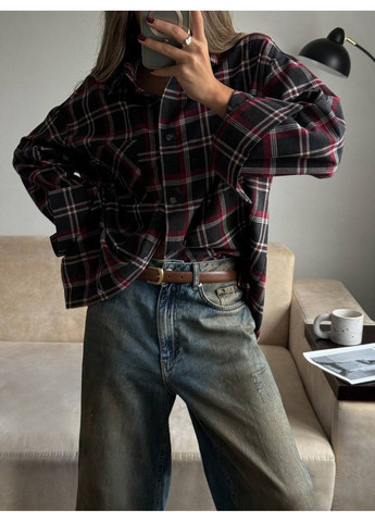 Темно-бордовая повседневный, кэжуал рубашка в клетку Vakko