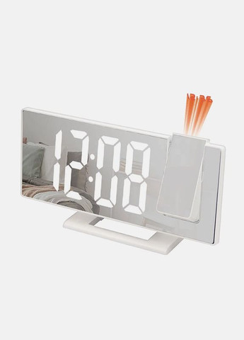 Настольные зеркальные часы с проектором времени White No Brand (285792431)