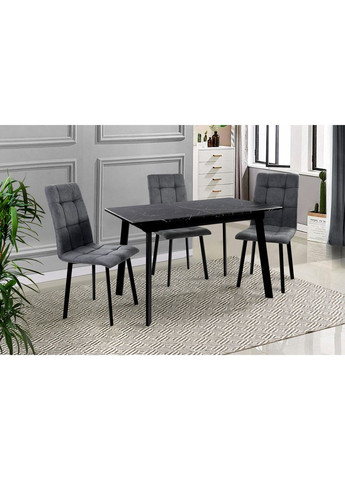 Стіл-трансформер кухонний розкладний ETHNA Чорний/Чорний мармур 857478-02 857478 Comfort Line (355468007)