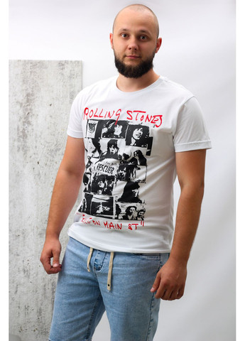 Белая футболка мужская белая с принтом "rolling stones" 103883 Power