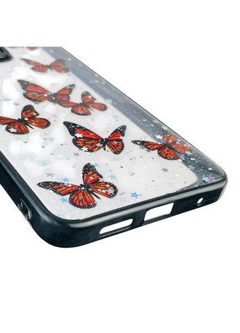 Чохол для Redmi Note 12 4G з блискітками з метеликами на сяомі редмі нот 12 4г чорний Xiaomi (366387749)