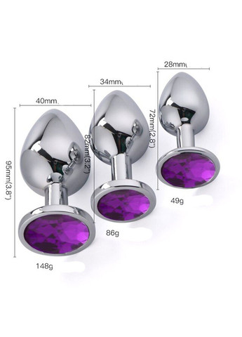 Анальная пробка с кристаллом из медицинской стали (Размер L, фиолетовая) We Love (284278187)