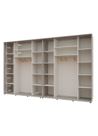 Шкаф-купе четырехдверный Комфорт Мебель 380*60*220 см Бетон 4 двери ДСП Макси Комфорт Меблі (360478643)