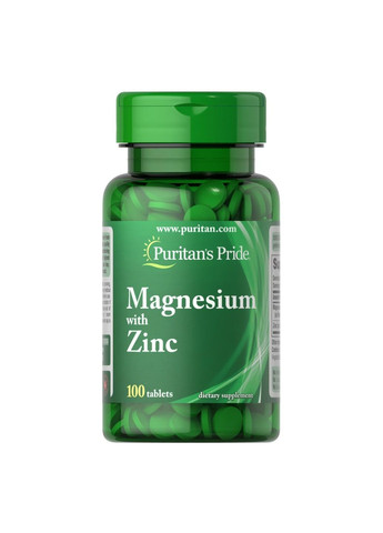 Магній та цинк Magnesium with Zinc - 100 tabs Puritans Pride (280917027)