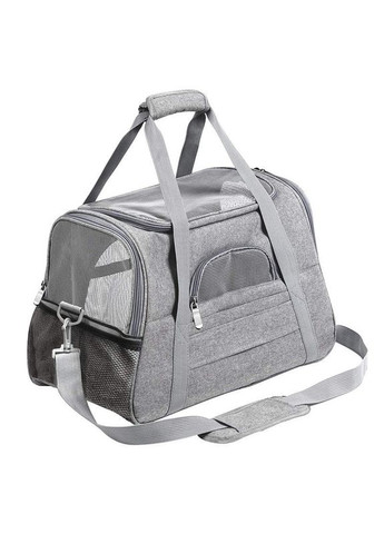 Сумка-переноска для хатніх тварин (кішок, собак, кроликів) з плюшевим вкладнем Сіра (код: IBA020S1) Fat Cat (331902310)