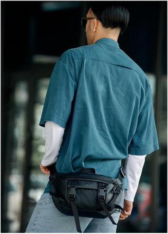 Спортивная сумка мужская на пояс через плечо из экокожи большая Черный 35284 Sambag (352165872)