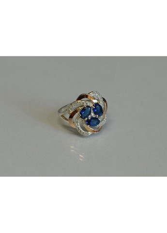 Каблучка із срібла з золотими напайками (пластинами) Silver Style (367268338)