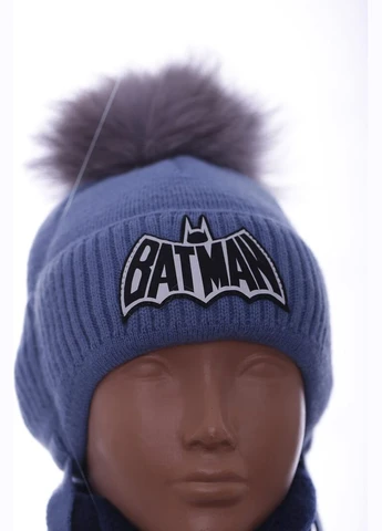Шапка та хомут для хлопчика на флісі Batman блакитний 12м+ (43614) BABYKROHA (337706262)