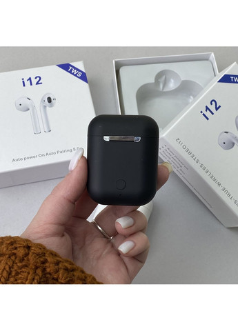Беспроводные наушники i12 черные вставные блютуз наушники для смартфона и планшета TWS 2 (372460375)