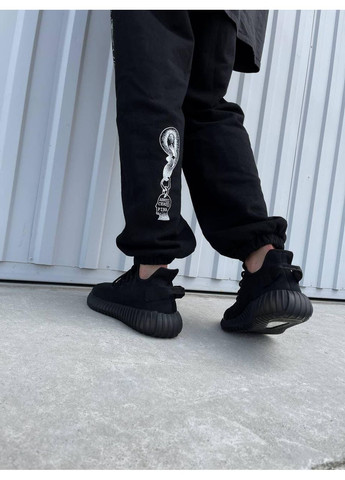 Чорні Осінні кросівки чоловічі adidas yeezy boost 350 v2 mono black адідас ізі буст No Brand